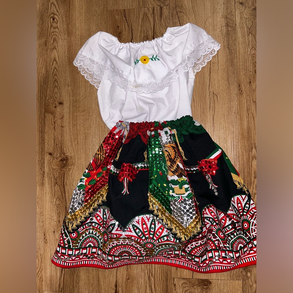 Girls Mexican Floral Folklore Dress